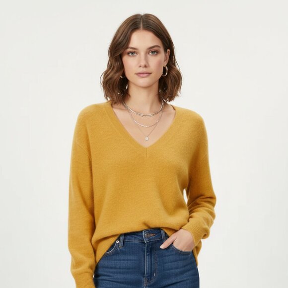 Aritzia The Group Babaton V-neck Sweater In Sumac Yellow - Picture 1 of 13